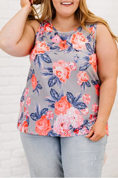 Picture of PLUS SIZE FLORAL RACEBACK TANK TOP